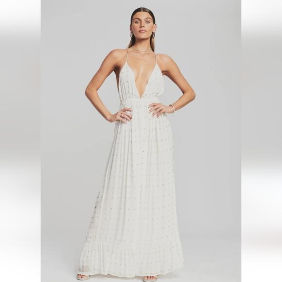 Retrofete Dresses & Skirts - Retrofete Zadie Embellished Silk Chiffon Dress Sleeveless White Large NWT Maxi